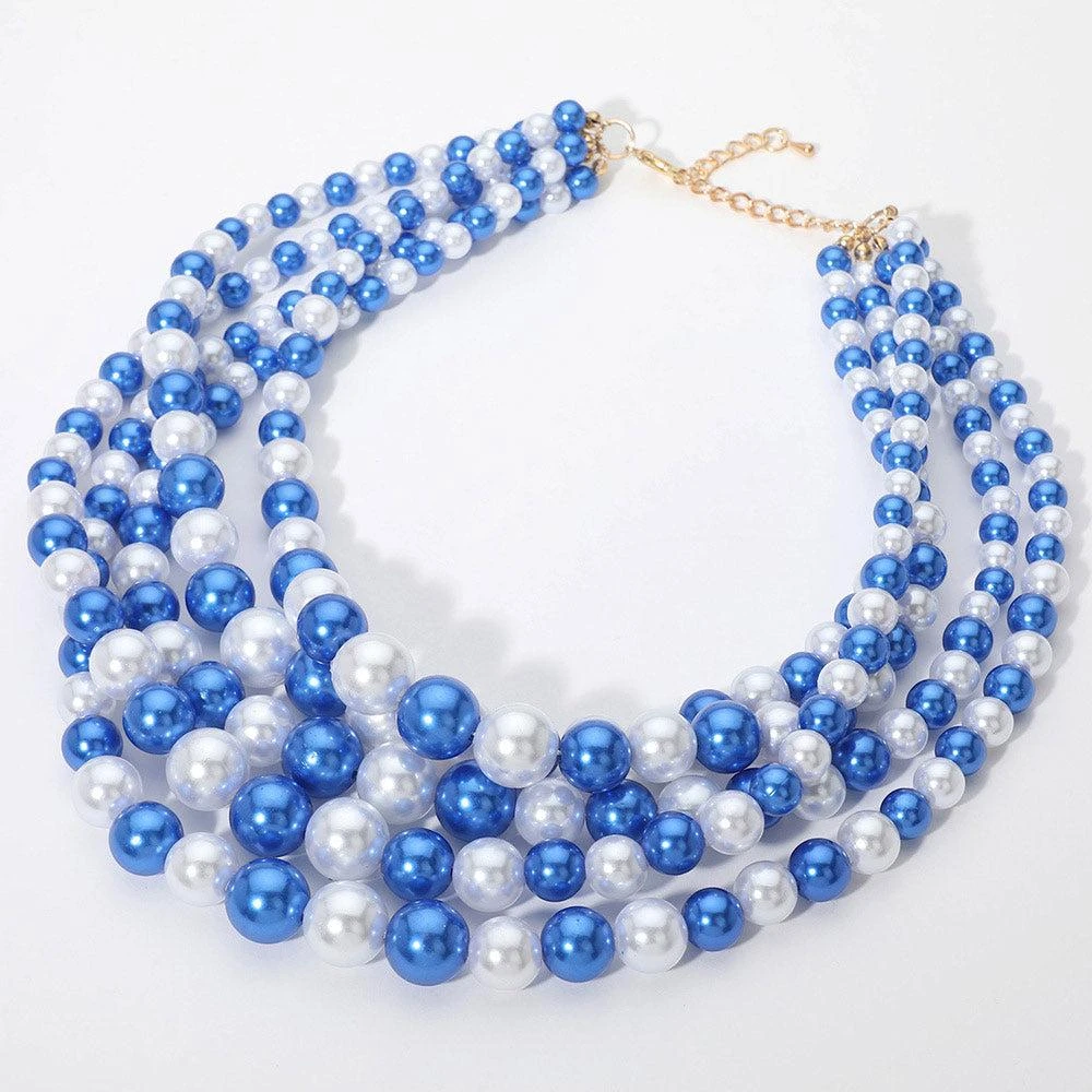 FASHNZFAB Pearl Multi Strand Bib Necklace 2