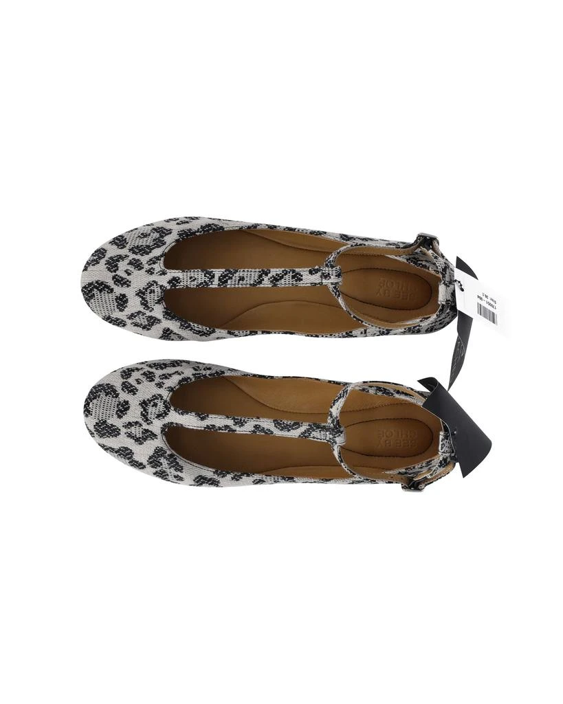 See by Chloé Chloe Leopard Print T-Strap Flats in Multicolor Canvas 5