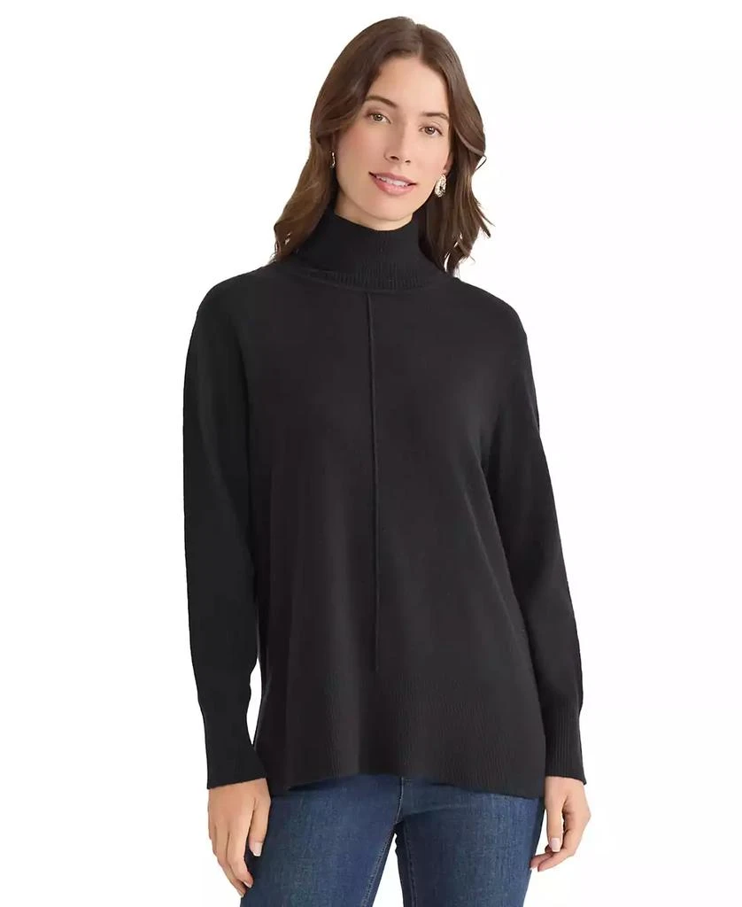 JONES NEW YORK Women
s Long Sleeve Mock Neck Pin Tuck Top