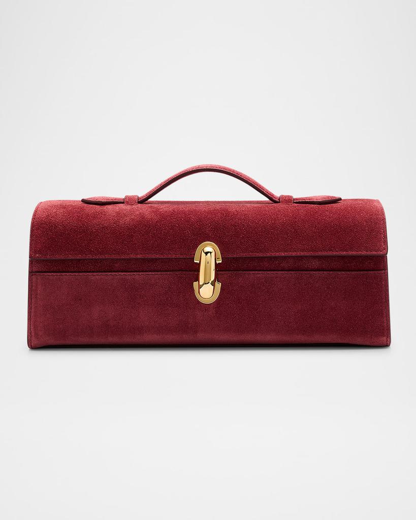SAVETTE Slim Symmetry Pochette Suede Top-Handle Bag