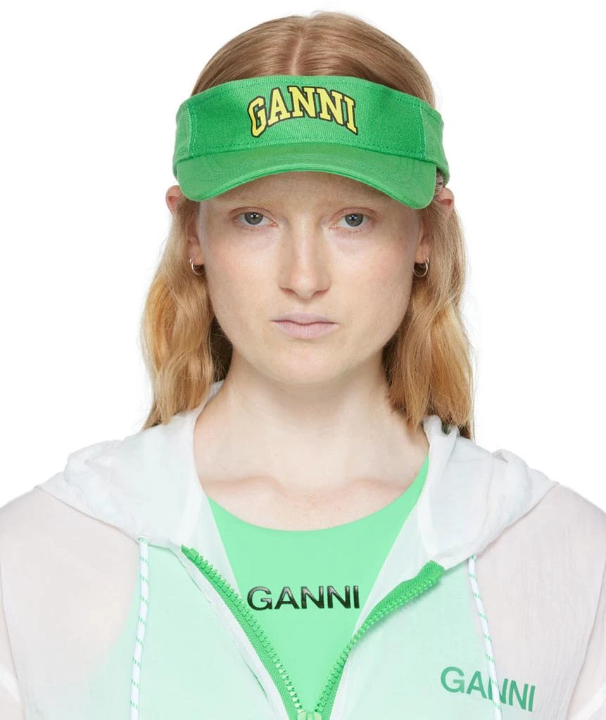 Ganni SSENSE Exclusive Green Organic Cotton Visor 1
