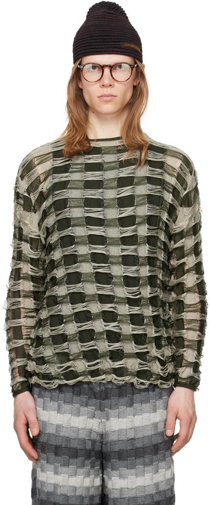 Isa Boulder SSENSE Exclusive Green Torn Sweater