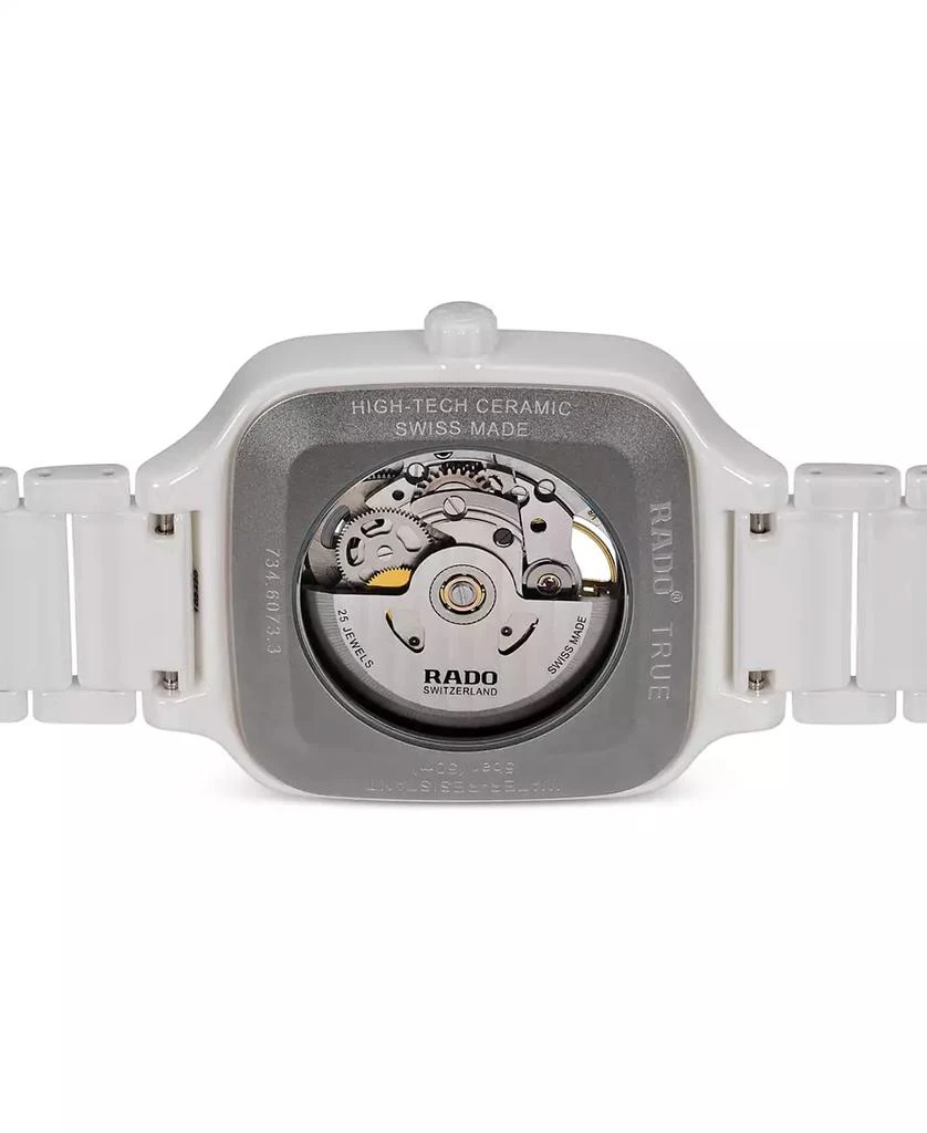 Rado Women's Swiss Automatic True Square Diamond (1/10 ct. t.w.) White Ceramic Bracelet Watch 38mm 2
