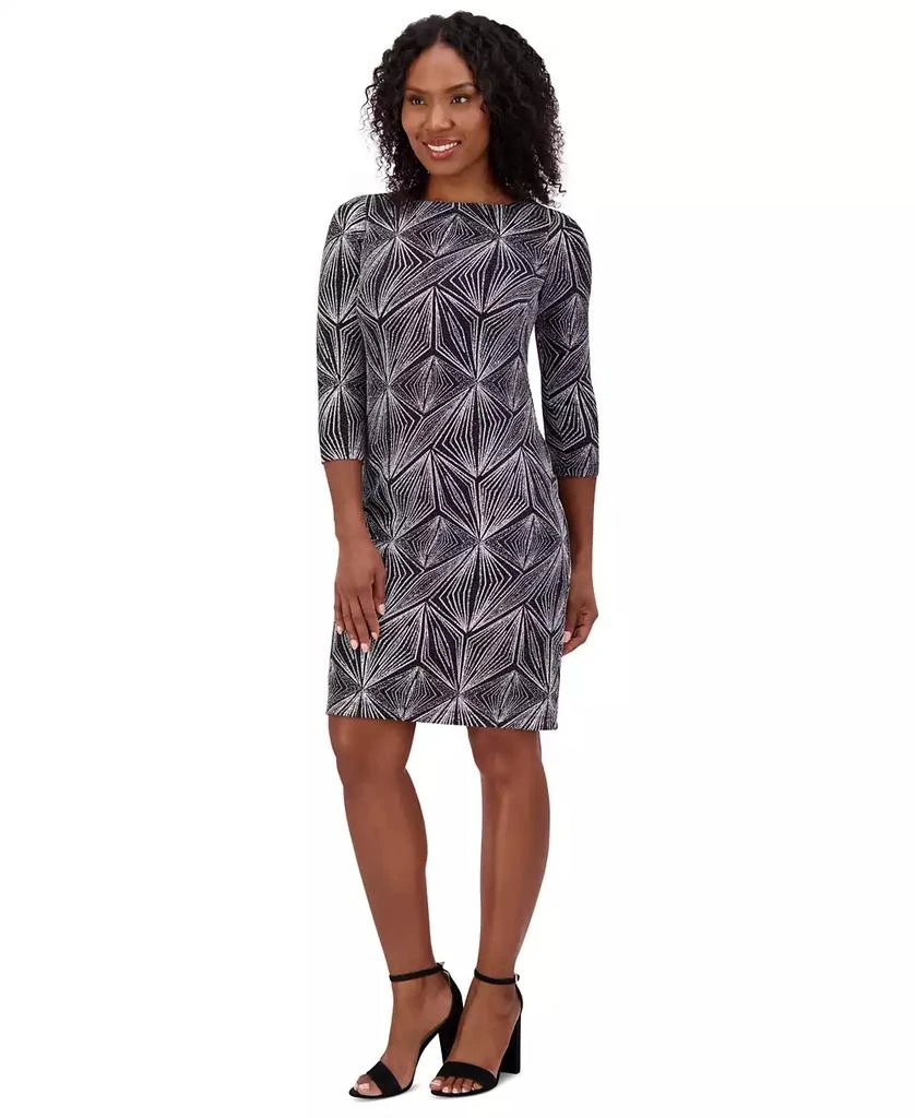 Jessica Howard Petite 3/4-Sleeve Glitter-Knit Sheath Dress 1