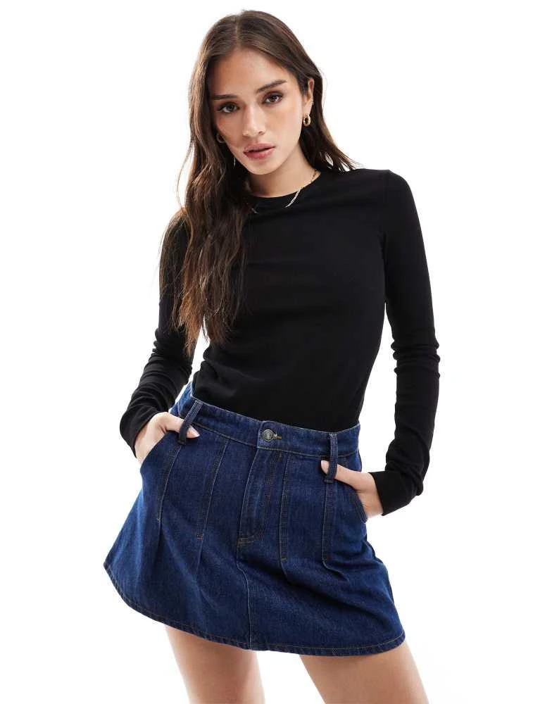 & Other Stories & Other Stories rib long sleeve top in black 1
