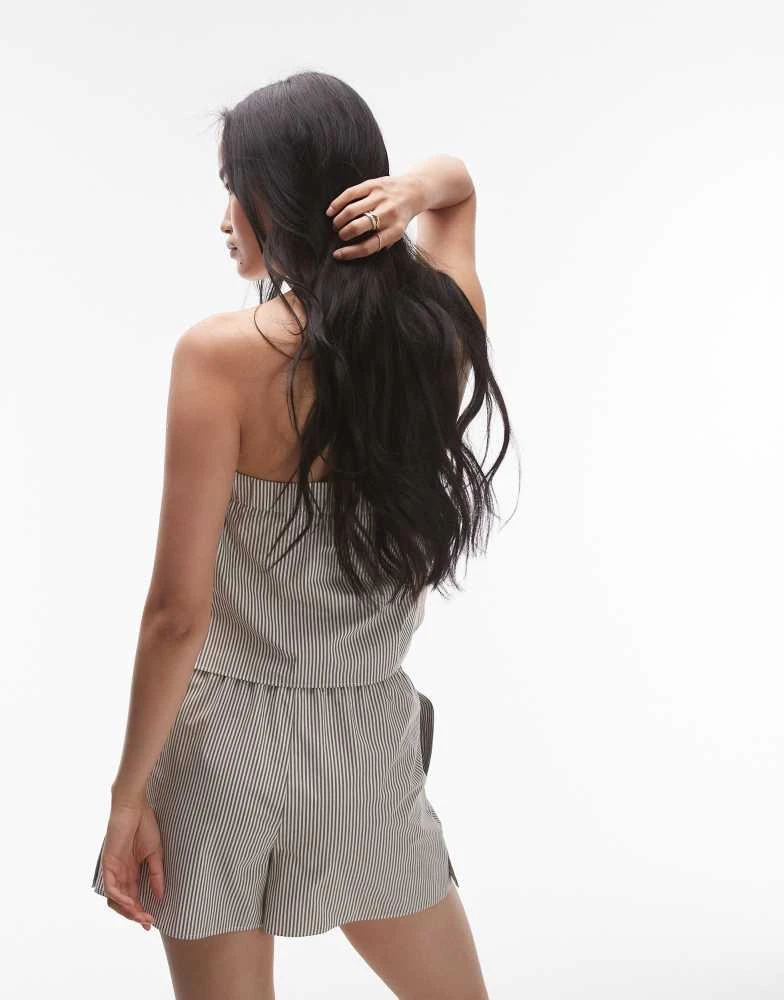 Topshop Topshop cotton stripe bandeau top in olive stripe 3