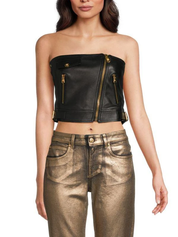 Versace Bandeau Leather Crop Top 1