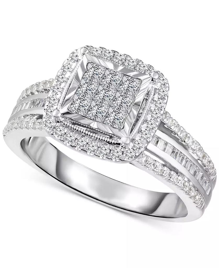 TruMiracle TruMiracle™ Diamond Halo Cluster Engagement Ring (1 ct. t.w.) in 10k White Gold