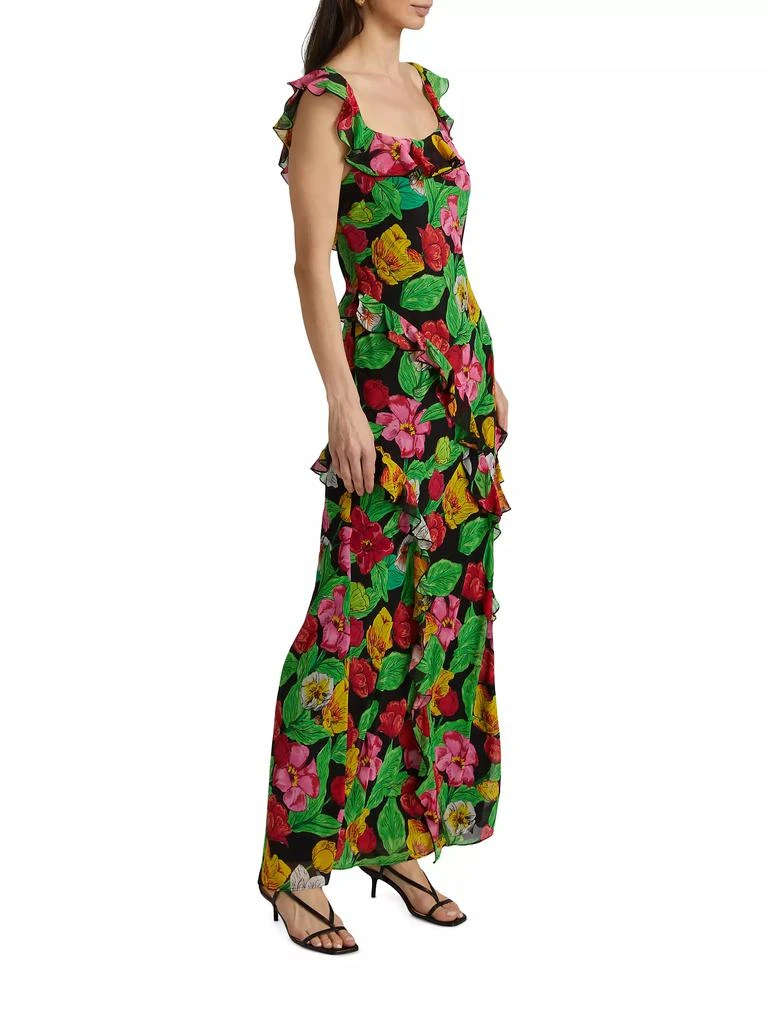 Milly Tulip Rosette Ruffled Floral Sleeveless Maxi Dress 4