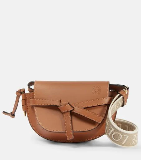 Loewe Gate Dual Mini leather and jacquard shoulder bag 1