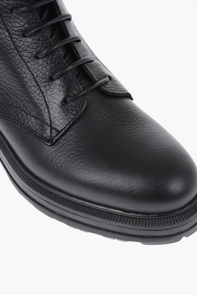 Woolrich Textured Leather Work Boot Combat Boots With Zip 4