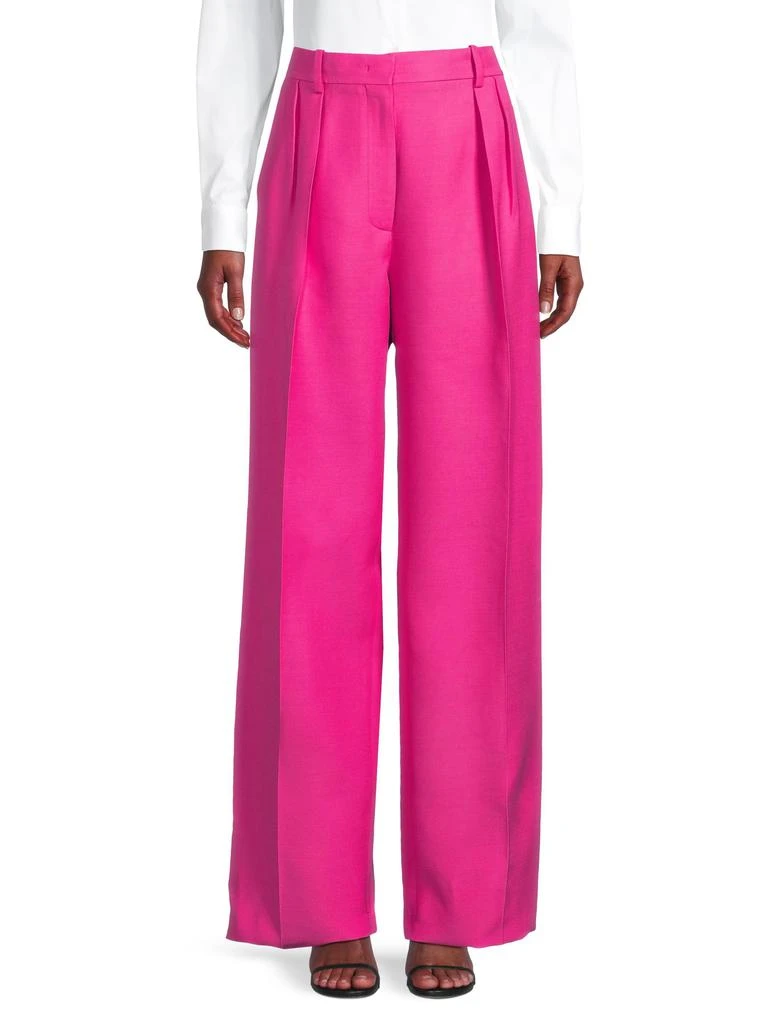 Valentino Solid Wool-Silk Wide-Leg Pants 1