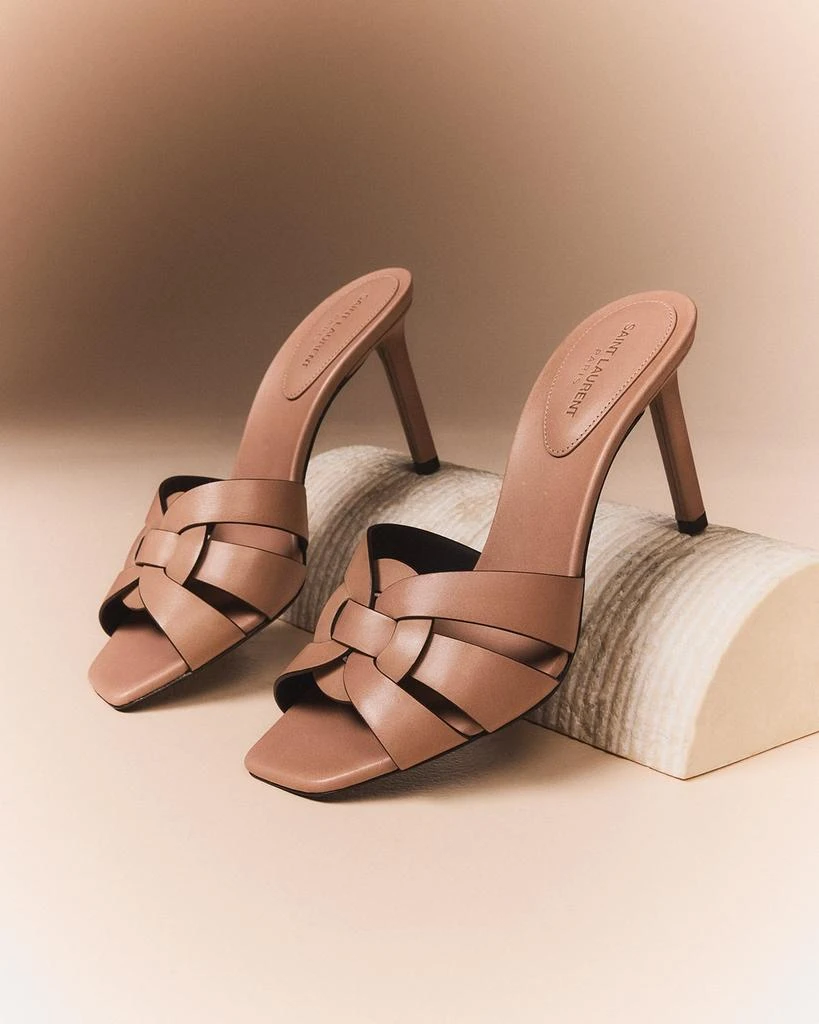 Yves Saint Laurent Tribute Woven Leather Mule Sandals 5