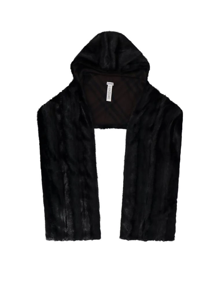 Burberry Burberry Hooded Wraparound Style Faux-Fur Scarf 1