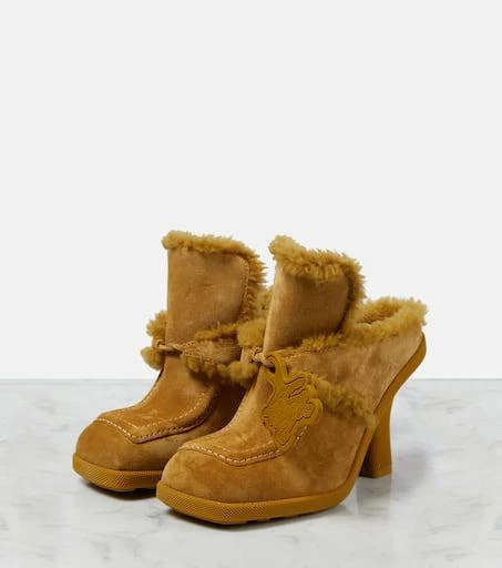 Burberry EKD shearling-lined suede mules 5