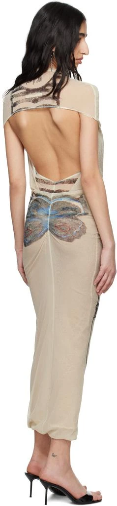 Jean Paul Gaultier Beige 'The Tattoo Rose and Bird' Maxi Dress 3