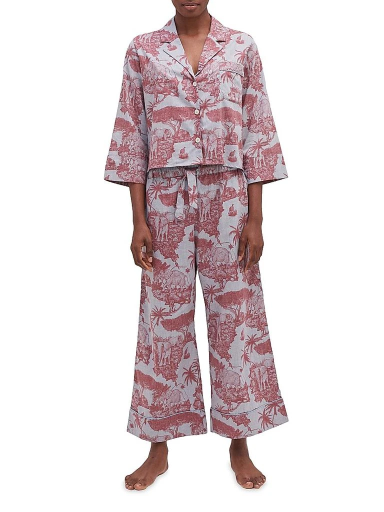 Desmond & Dempsey Jaguar Print Boxy Pajama Set 1