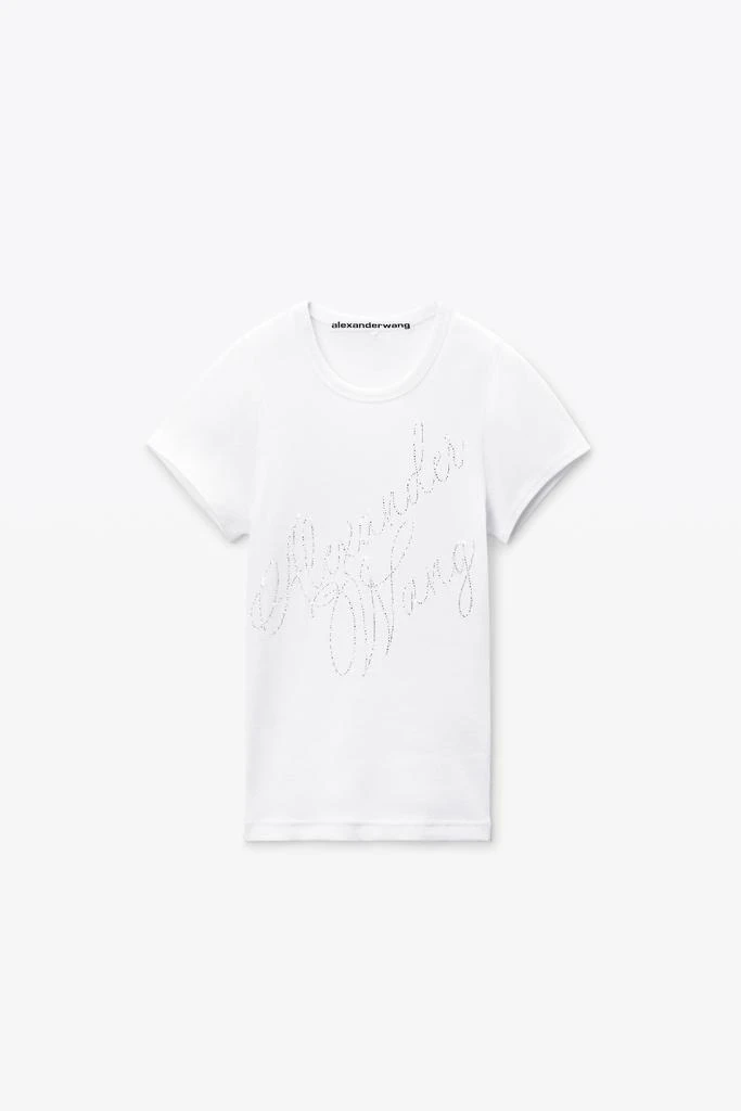 Alexander Wang Crystal Hotfix Tee in Ribbed Jersey 2