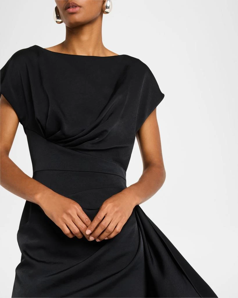LELA ROSE Florence Draped Short-Sleeve Midi Dress 5