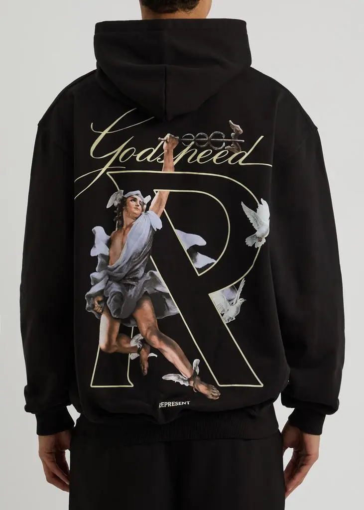 Represent Hermes printed hooded cotton sweatshirt 3