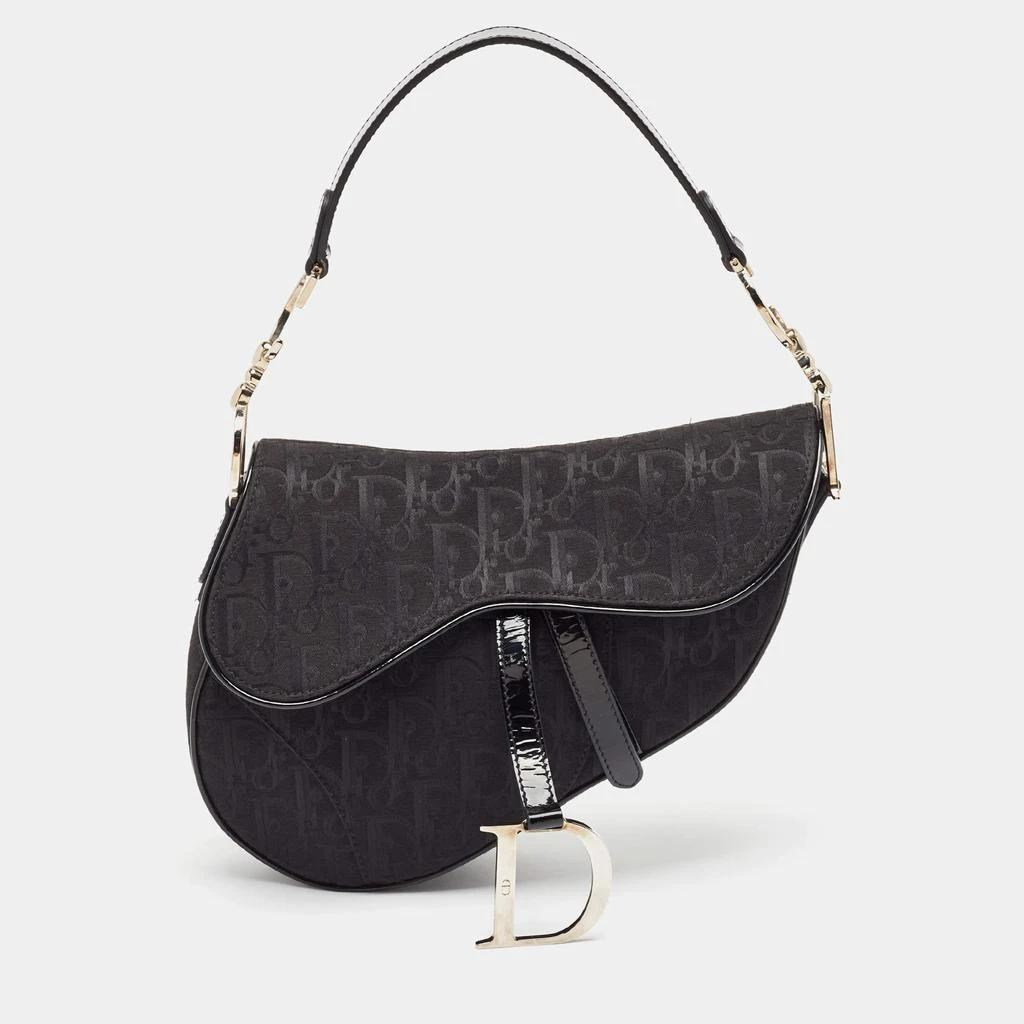 Dior Dior Black Oblique Canvas and Patent Leather XS Saddle Bag 1