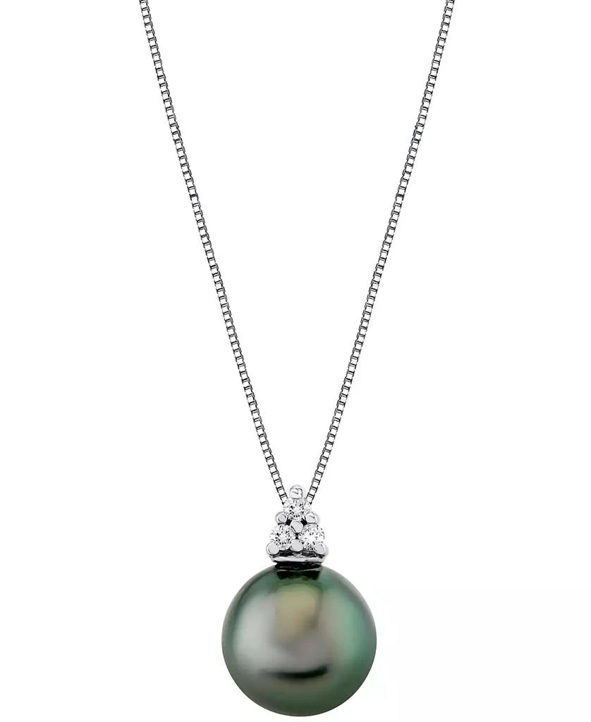 Macy
s Cultured Tahitian Pearl (9mm) 
Diamonds (1/10 ct. t.w.) 18" Pendant Necklace in 14k White Gold
