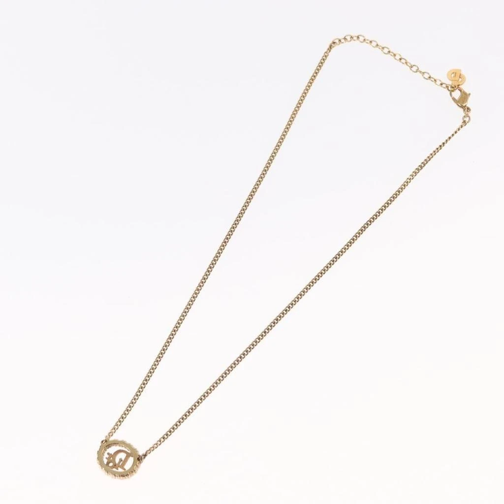 Dior Vintage Logo Round Pendant Necklace Metal And Crystals Metal Necklace Jewelry (Pre-Owned) 2