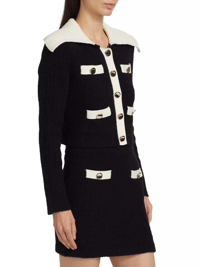 Self Portrait Two-Tone Gold-Tone Button Cardigan 4