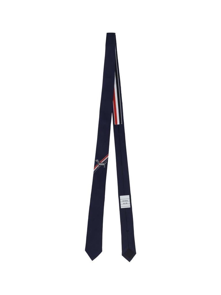 Thom Browne｜ (CLASSIC TIE IN WIDE UNI STRIPE MADRAS COT Thom Browne White Wide Uni Stripe Madras Cotton Tie - Ties