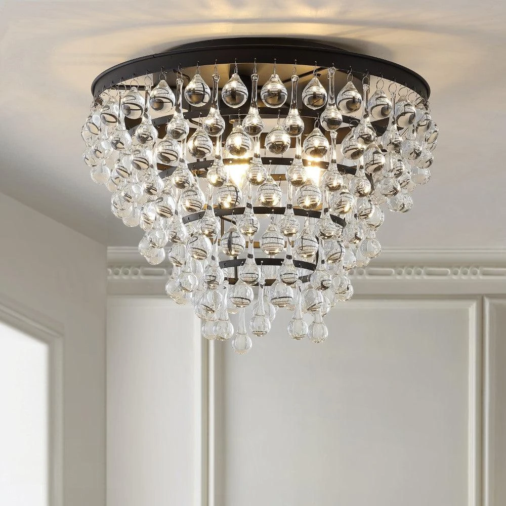 JONATHAN Y Toronto 16" Metal/Crystal LED Flush Mount 1