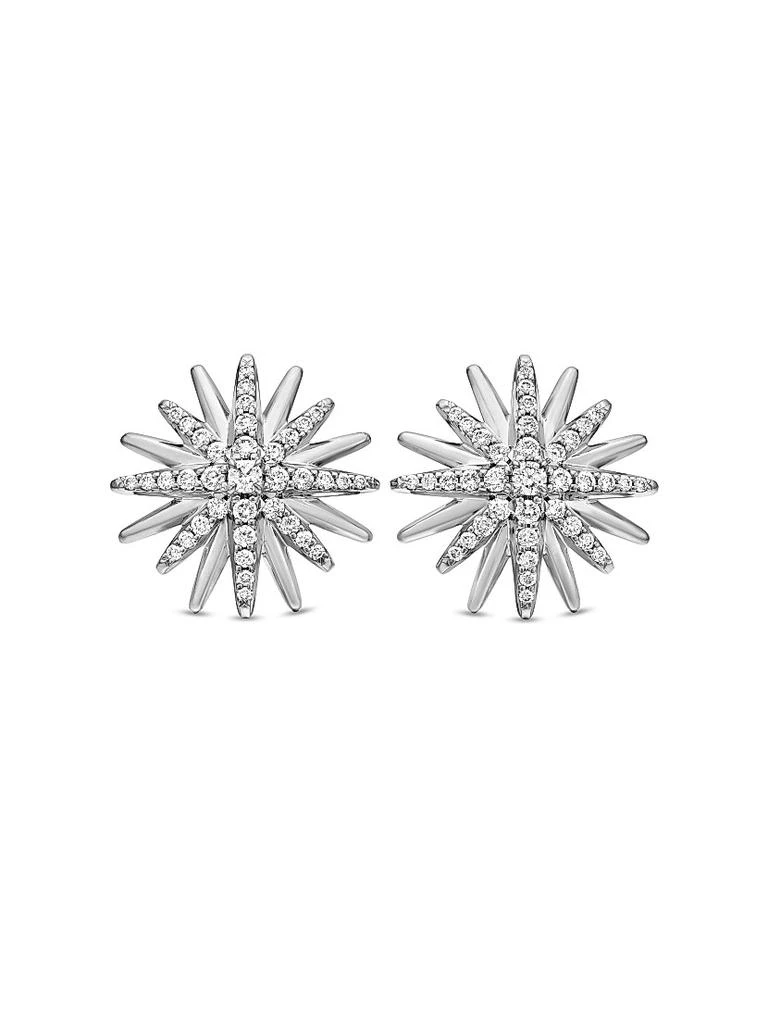 David Yurman Starburst Stud Earrings in Sterling Silver with Diamonds, 19mm 1