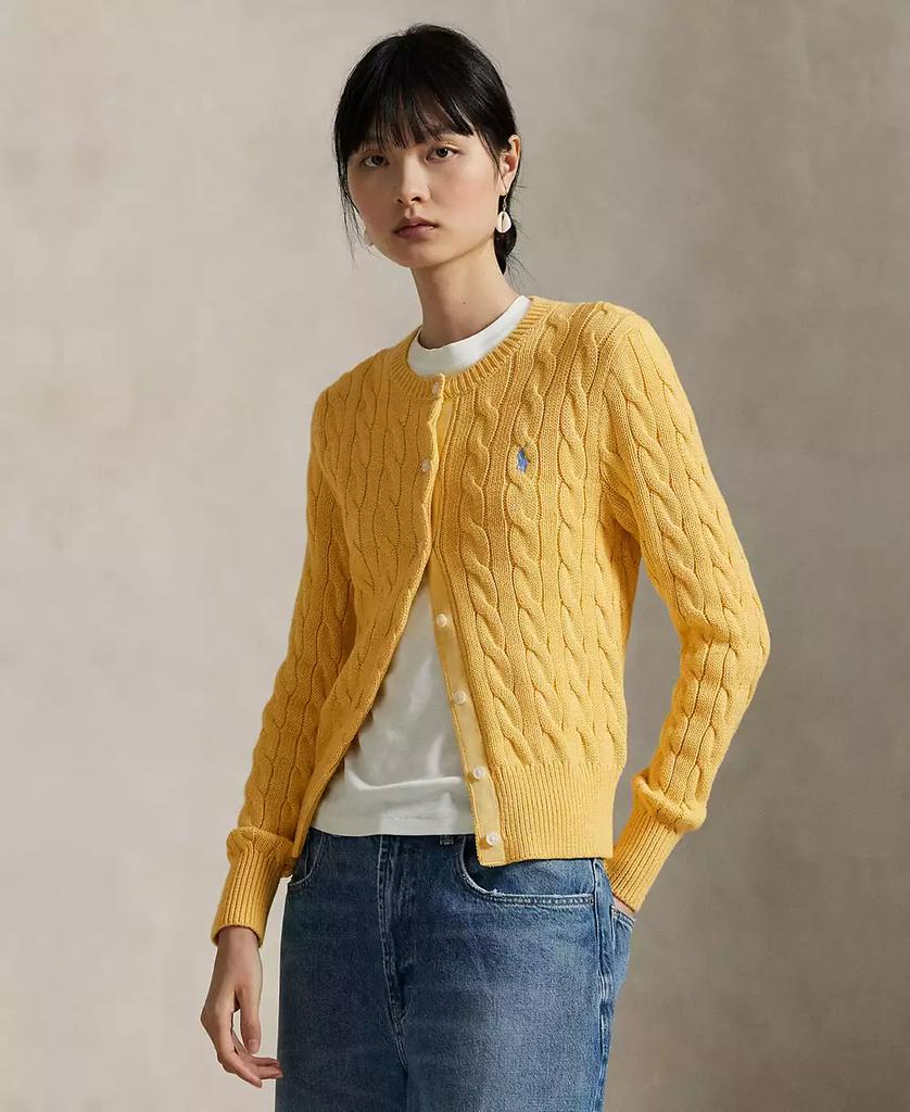 Ralph Lauren Women's Cable-Knit Cotton Crewneck Cardigan Sweater