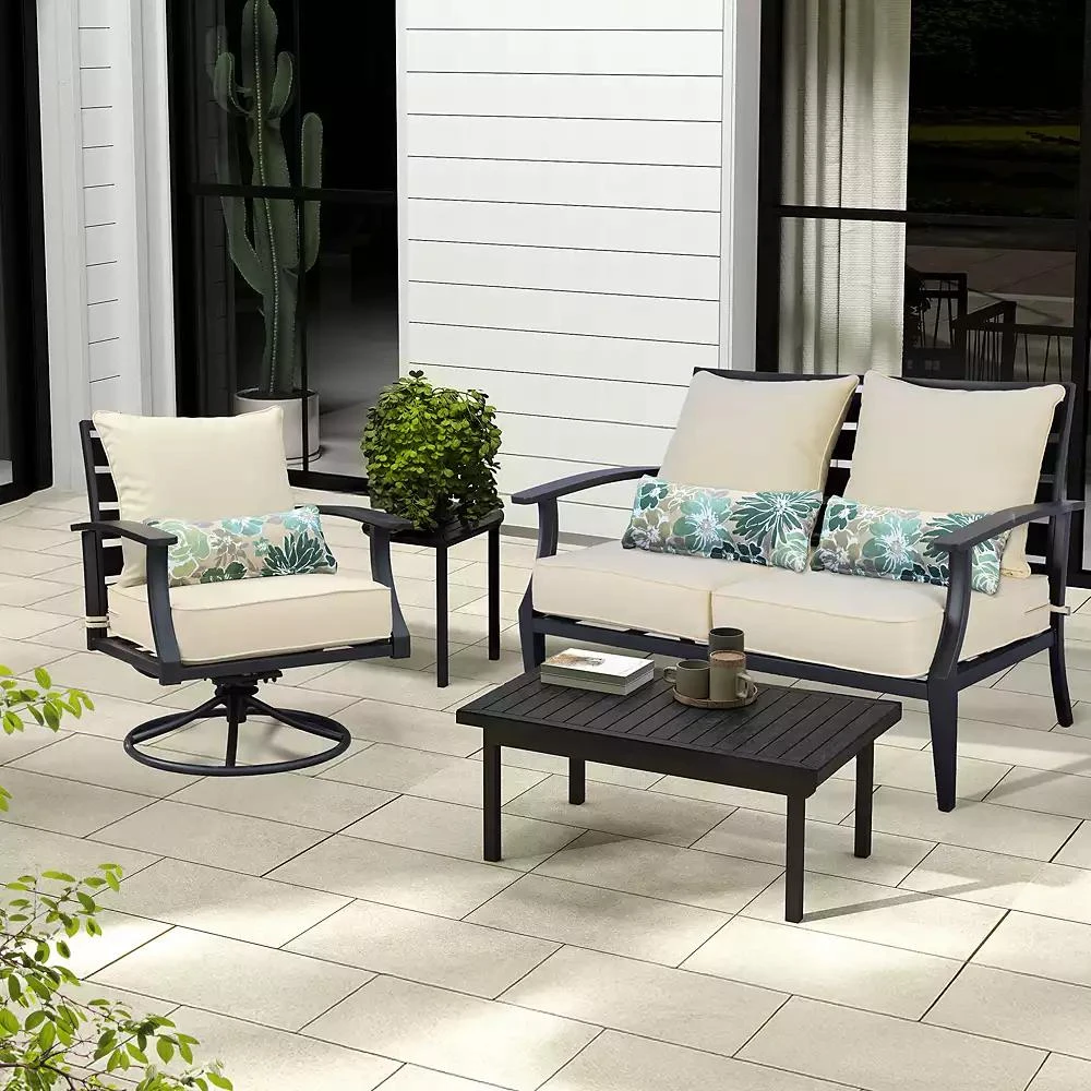 Aoodor Dining Chair Seat Cushion 23” W x 25.6” D x 5.1” H,cushion for Indoor&Outdoor 23” W x 20” D. (2 Back 2 Seater 2 Pillow ) 3