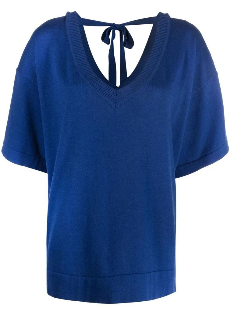 P.A.R.O.S.H. tie-fastening V-neck blouse - women -  -  - Blue 1
