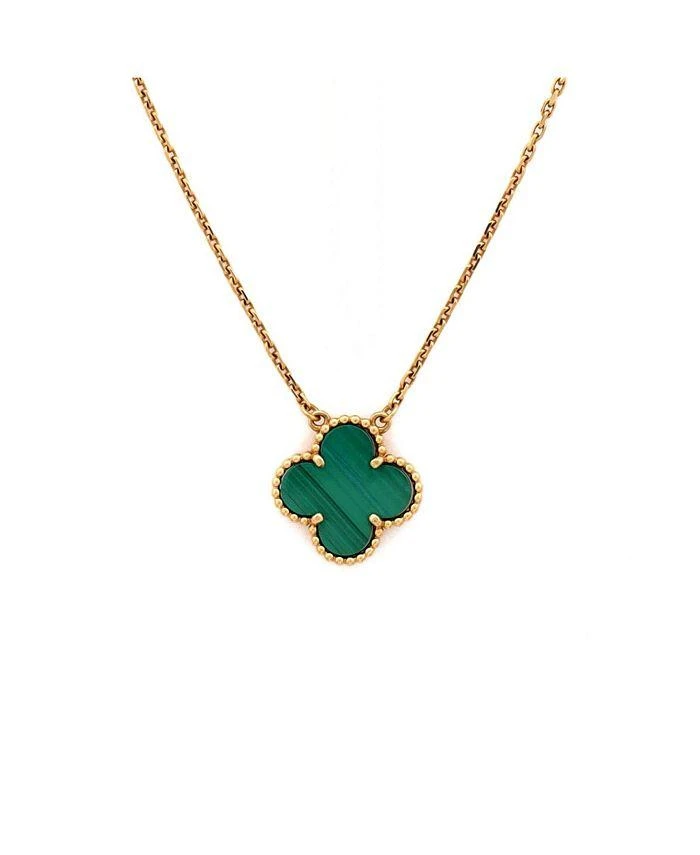 Pre-Owned Van Cleef 
Arpels Vintage Alhambra Pendant Necklace 18K Gold and Malachite, 16.75"