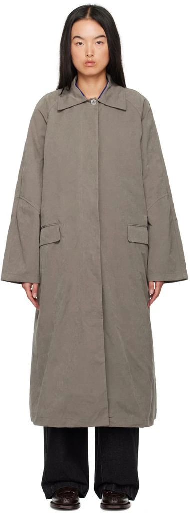 Cordera Gray Wax Cotton Trench Coat 1