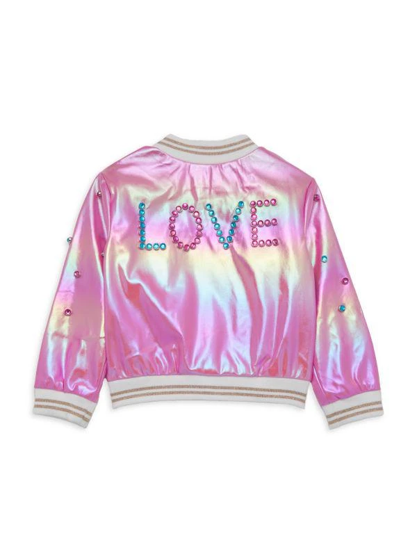Baby Sara Little Girl's & Girl's Iridescent Faux Leather Bomber Jacket 2