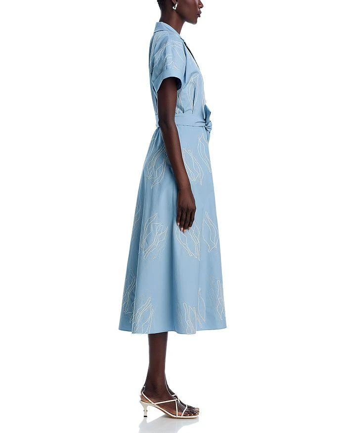 Lafayette 148 New York Embroidered Notch Lapel Midi Dress 5