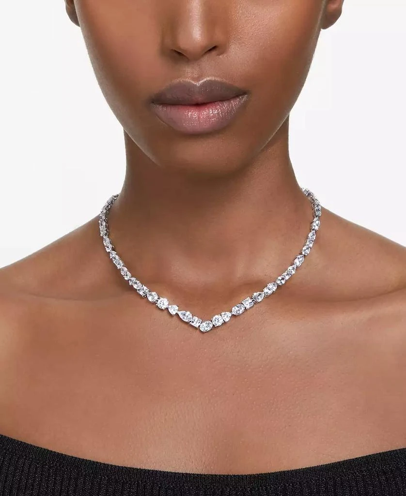 Swarovski Silver-Tone Crystal V-Shape Collar Necklace, 15" + 2-3/4" extender 5