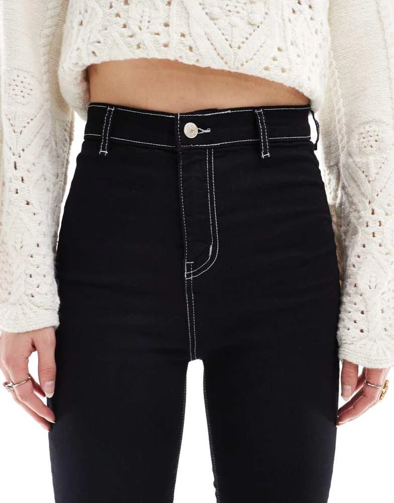 Don't Think Twice DTT Tall Bianca high waist flared jeans with heart pocket detail in black 5