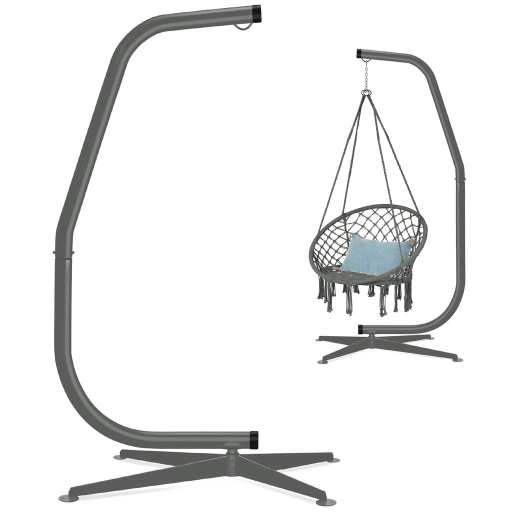 Best Choice Products Metal Hanging Hammock C-Stand for Chair/ Weather-Resistant Finish, Offset Base - Stand Only - Black 13