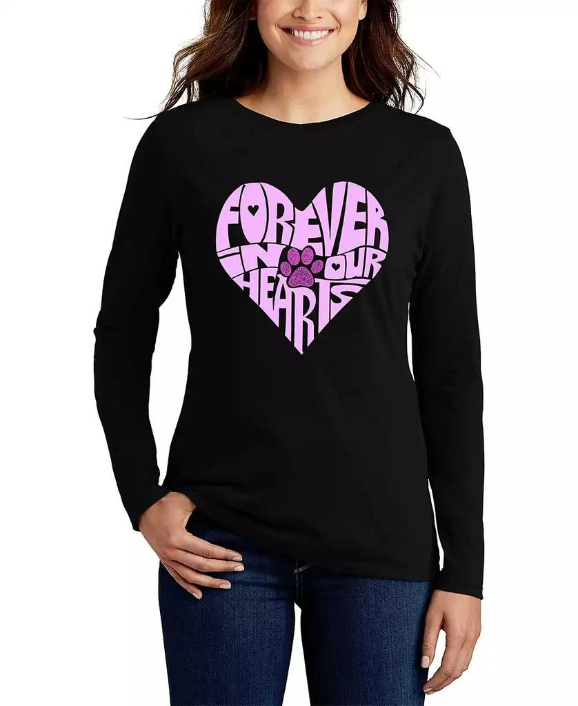 LA Pop Art Women's Word Art Forever In Our Hearts  Long Sleeve T-Shirt 1