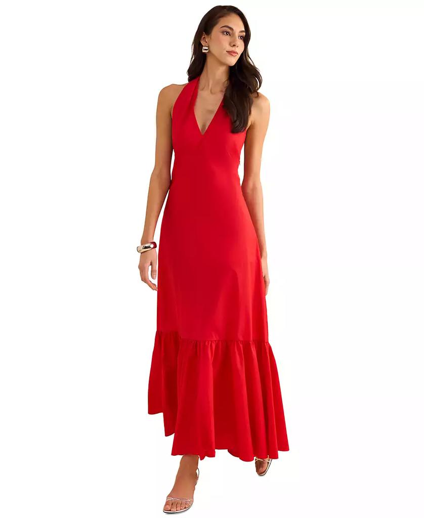 1. State Women's Cotton Tie-Back Halter Maxi Dress