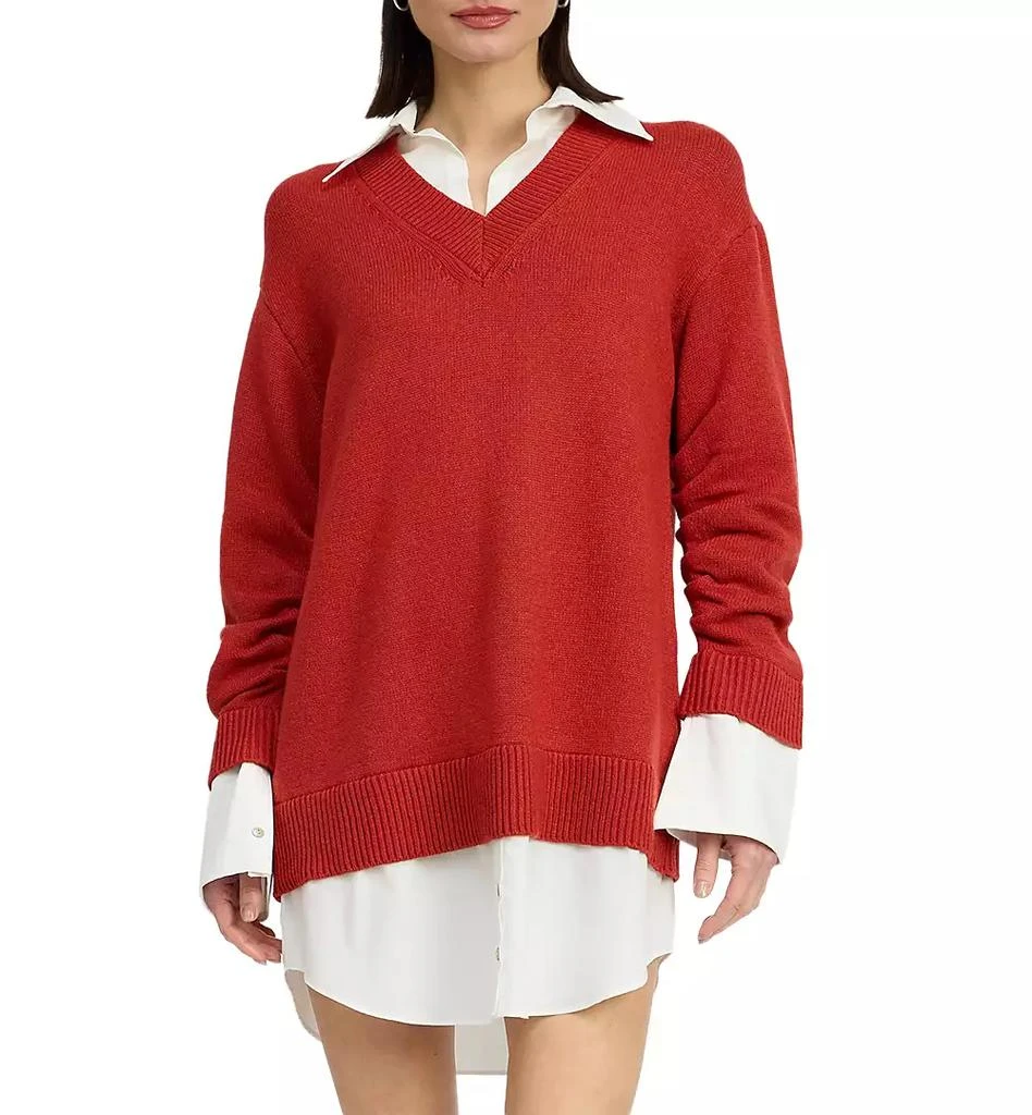 En Saison Women's Colby Mixed Media Sweater Dress 1