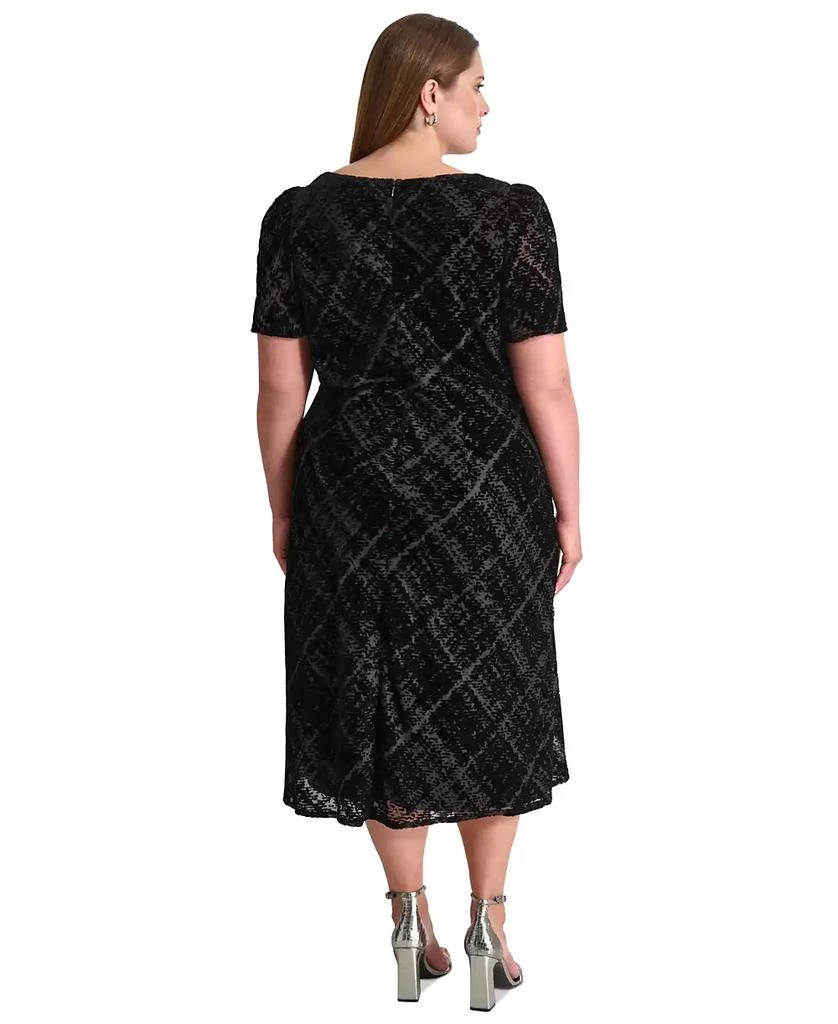 DKNY Plus Size Textured Sweetheart-Neck Midi Dress 2
