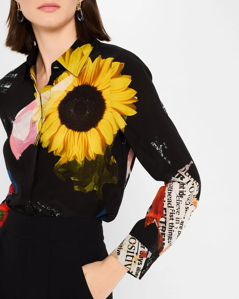 Alice + Olivia Azalea Floral Willa Placket Top 6
