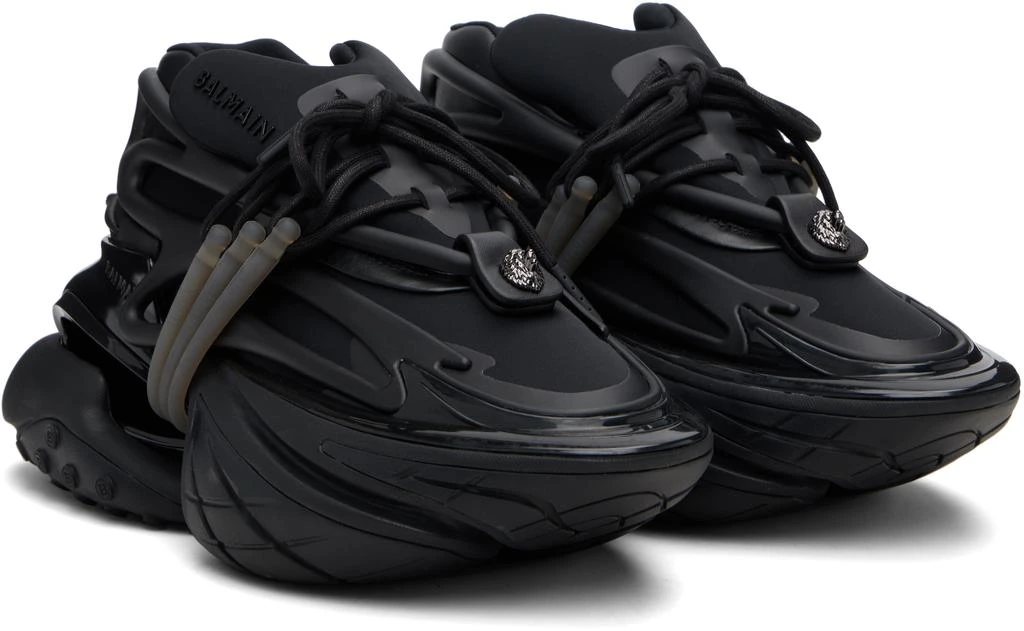 Balmain Black Leather Unicorn Low-Top Sneakers 4