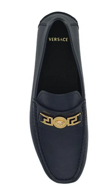 Versace Navy Blue Calf Leather Loafers Shoes – On Sale Now 