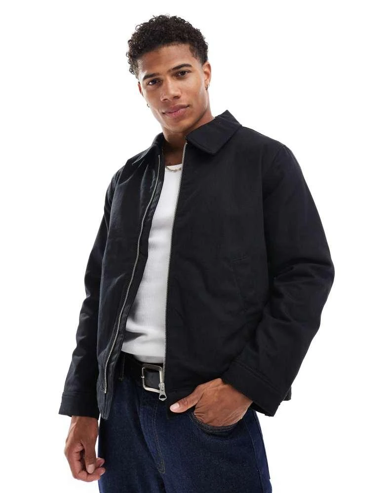Jack & Jones Jack & Jones cotton padded carpenter jacket with collar in black 1