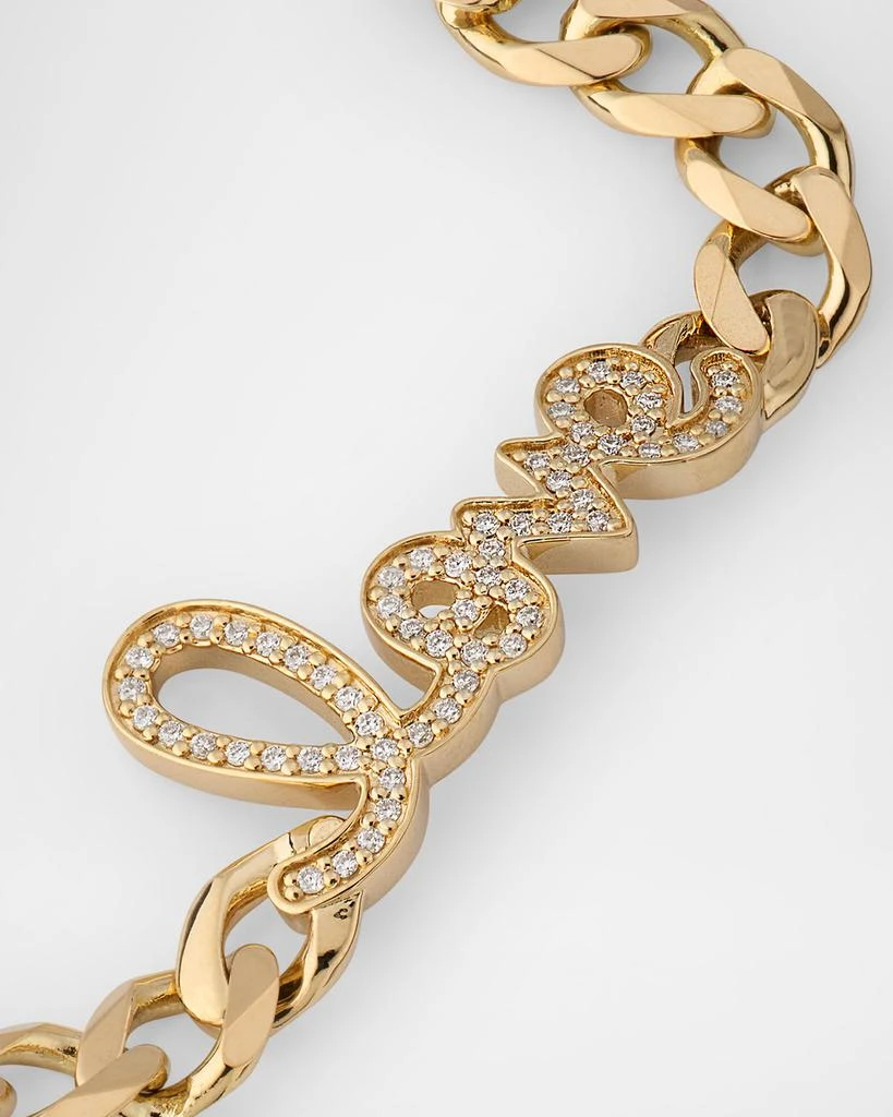 Sydney Evan 14K Yellow Gold and Diamond Love Script Curb Link Chain Bracelet 3